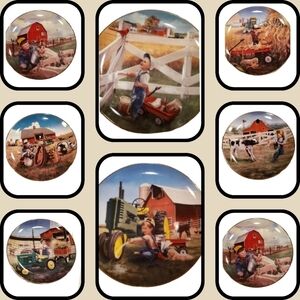 COMPLETE SET OF 8 DANBURY MINT Little Farmhands Porcelain Plate Collection